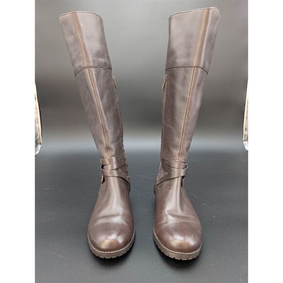 Lauren Ralph Lauren Savion Boots Womens 8 Brown Leather Tall Side Zip Equestrian - Picture 3 of 16